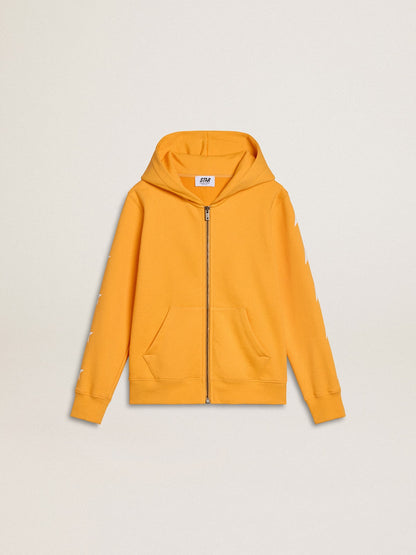 Golden Goose Boys’ orange sweatshirt with zip fastening