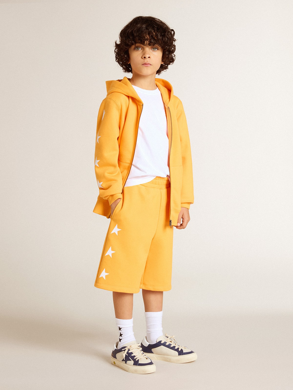 Golden Goose Boys’ orange sweatshirt with zip fastening