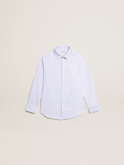 Golden Goose Boys’ shirt with light blue stripes
