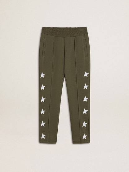 Golden Goose Boys' military-green joggers with white stars