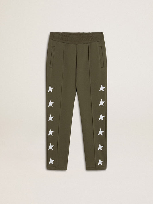 Golden Goose Boys' military-green joggers with white stars