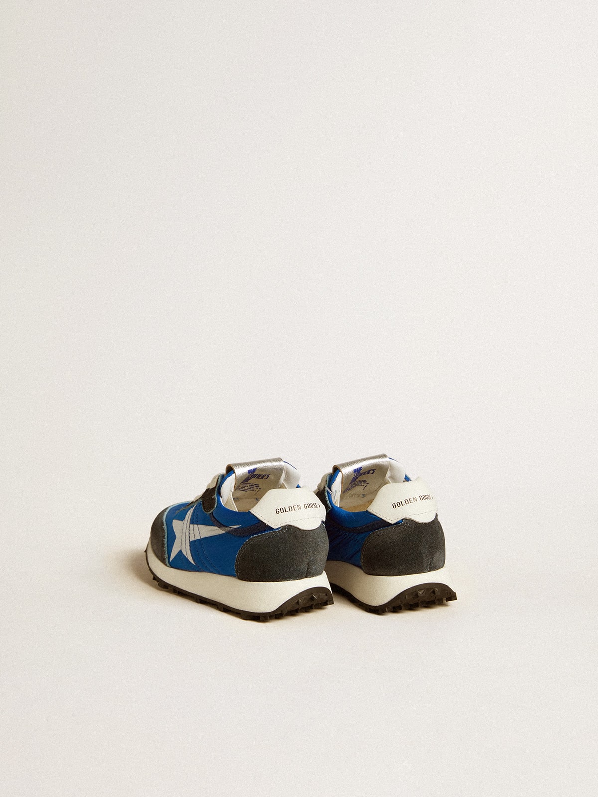 Golden Goose Marathon Junior in blue nylon with printed star and leather heel tab