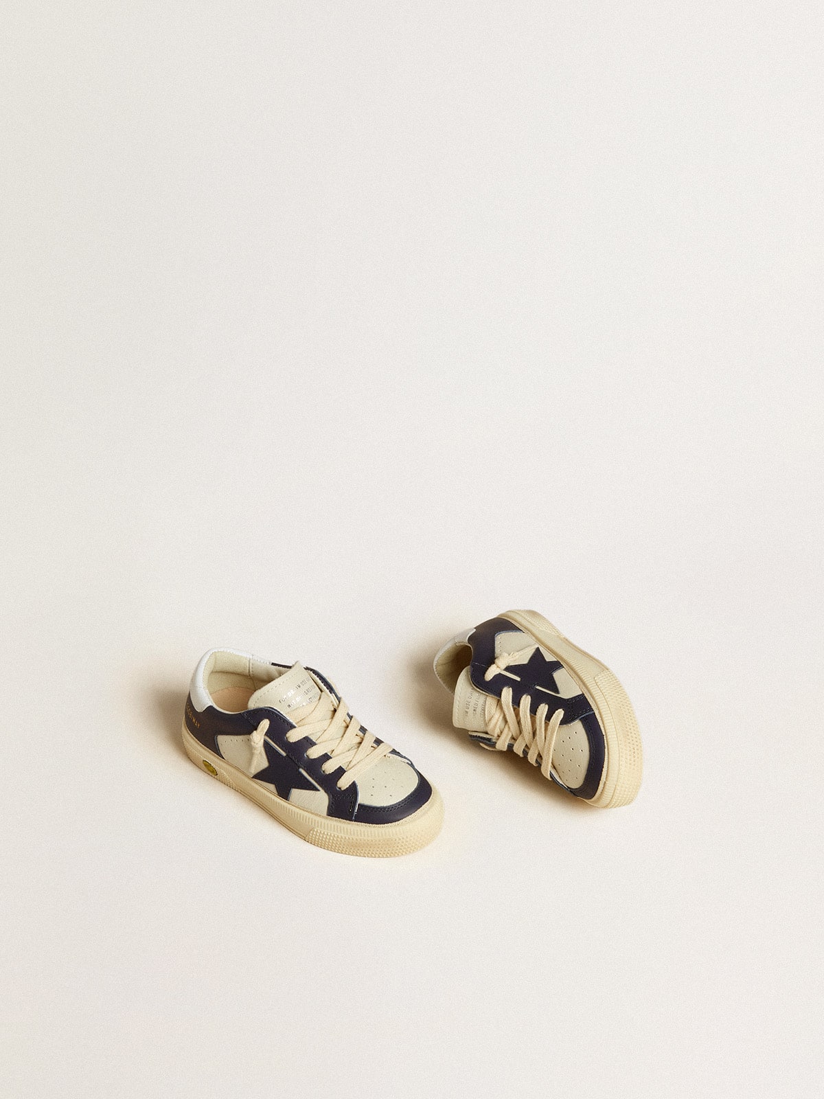 Golden Goose May Junior in white and blue leather with leather star and heel tab