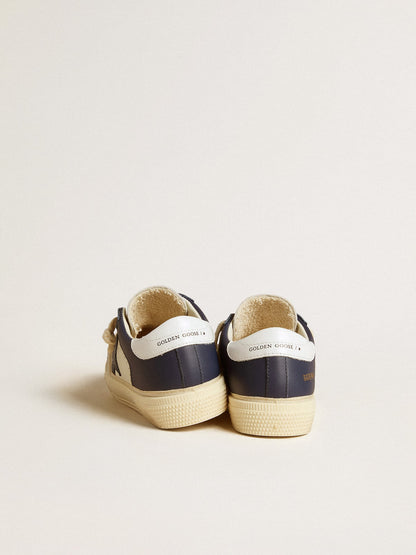 Golden Goose May Junior in white and blue leather with leather star and heel tab