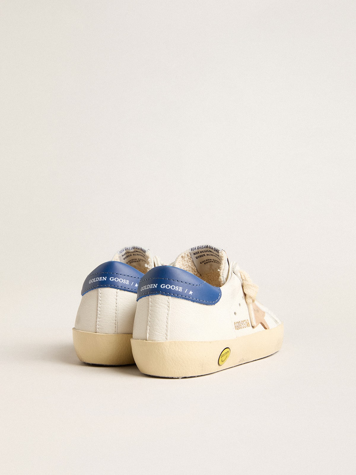 Golden Goose Junior Super-Star in nappa leather with a beige star and blue heel tab