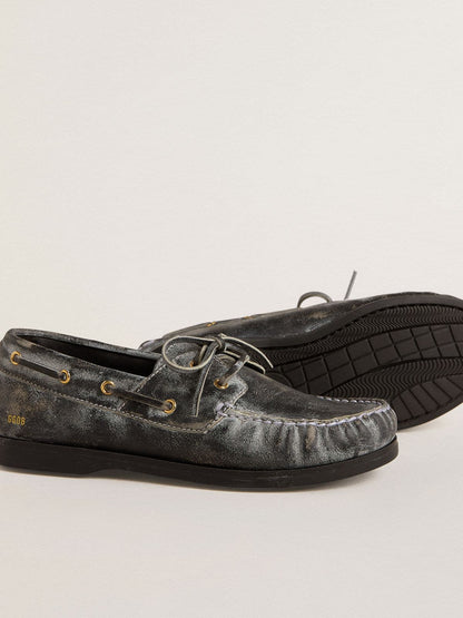 Golden Goose Junior Cruise loafer in black distressed leather