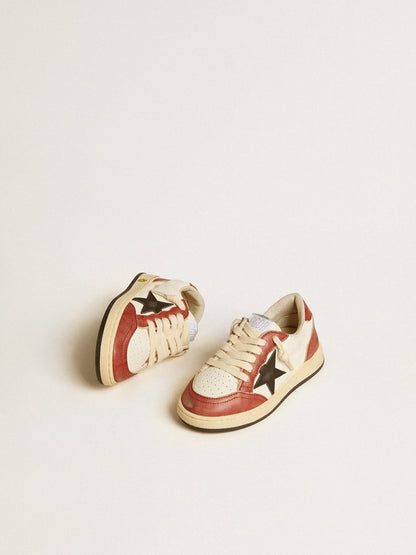 Golden Goose Ball Star Junior in nappa with black star and red leather inserts