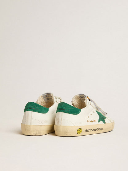 Golden Goose Old School Junior with green suede star and heel tab