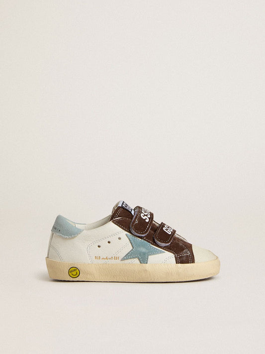 Golden Goose Old School Young in nappa with light blue suede star and brown suede inserts
