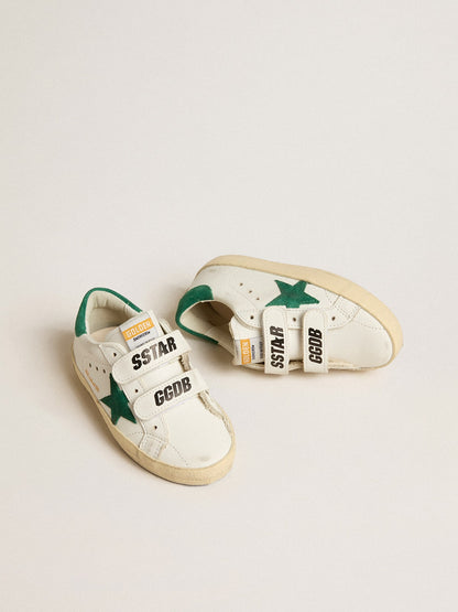 Golden Goose Old School Young with green suede star and heel tab