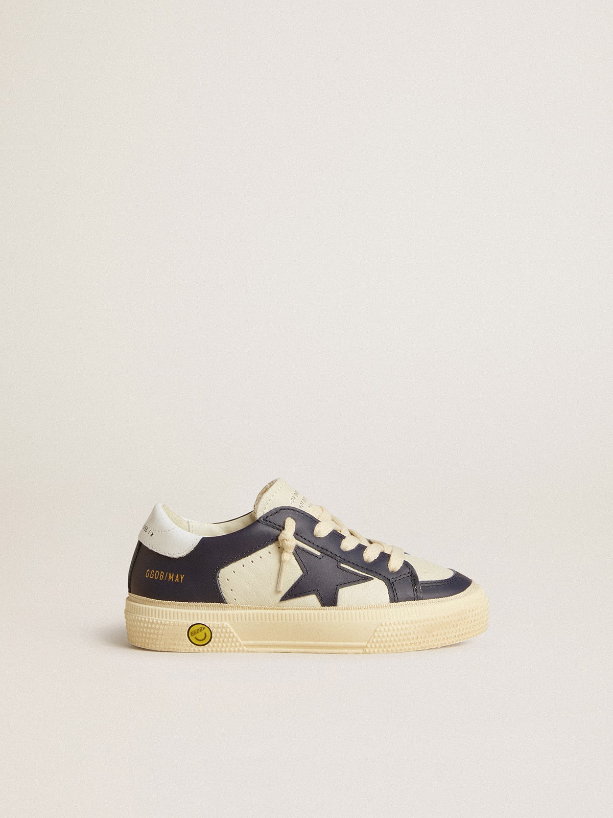 Golden Goose May Young in white and blue leather with leather star and heel tab