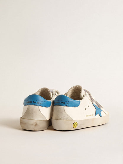 Golden Goose Old School Teen in leather with light blue star and heel tab