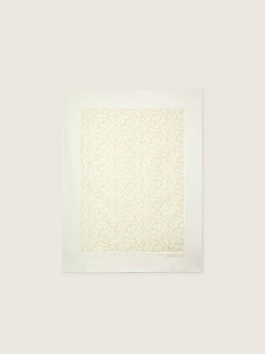 Golden Goose Journey Baby blanket in white cotton fleece with peach-pink mascot print
